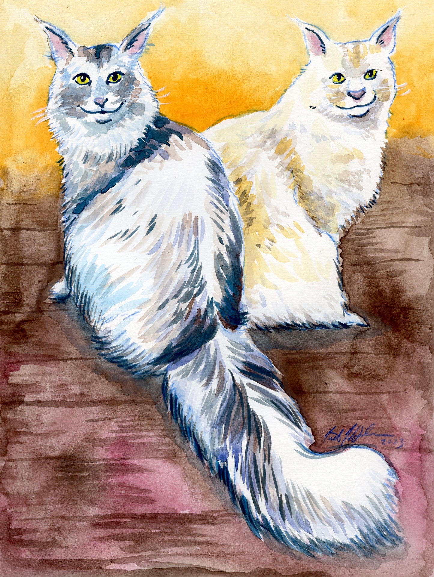 Your Two Pets: Custom Pet Portrait Hand-Painted in Watercolors by Jarrett J. Krosoczka