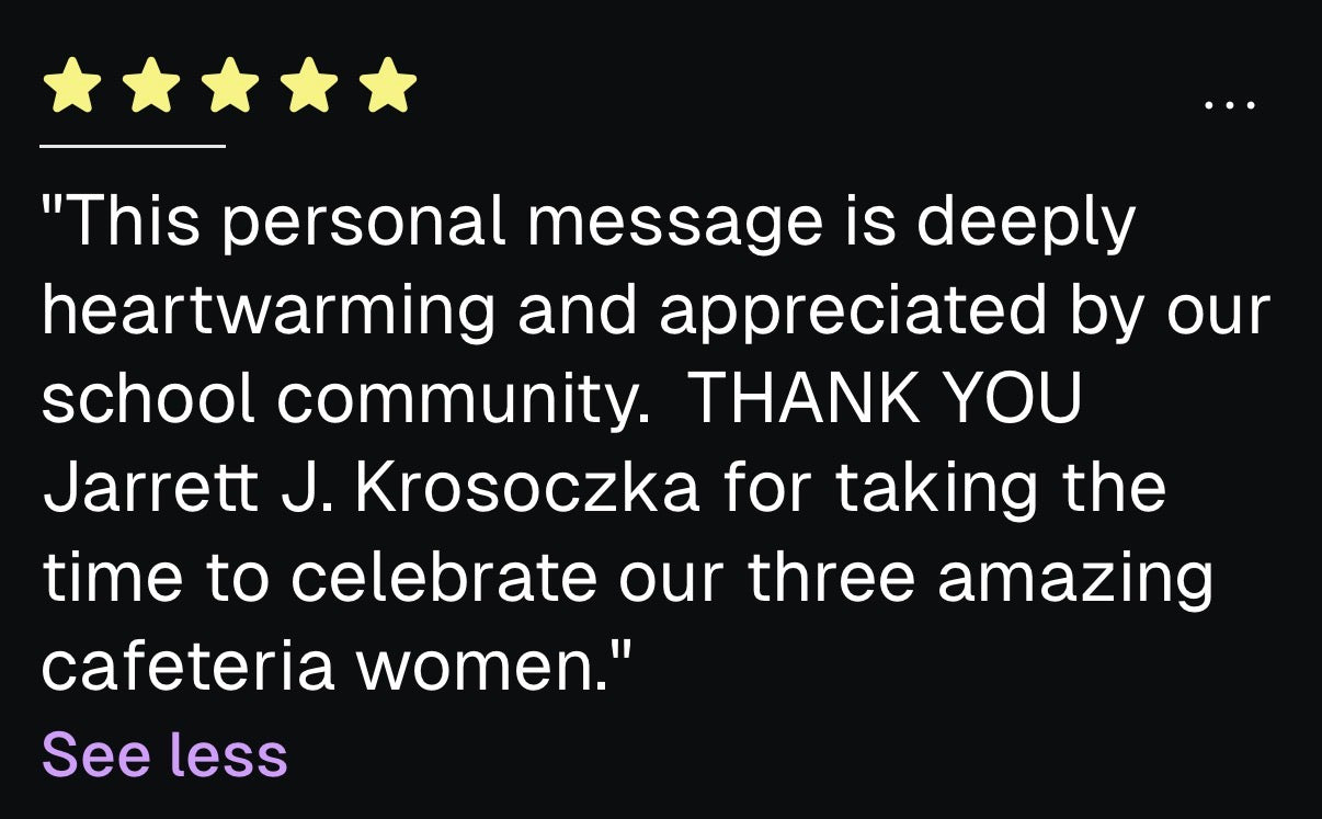 School Lunch Hero Day greeting from JJK