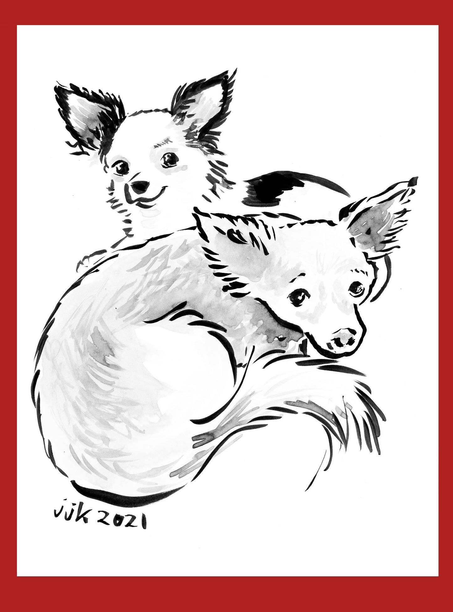 Your TWO Dogs: Custom Pet Portrait Hand-Drawn by Jarrett J. Krosoczka!