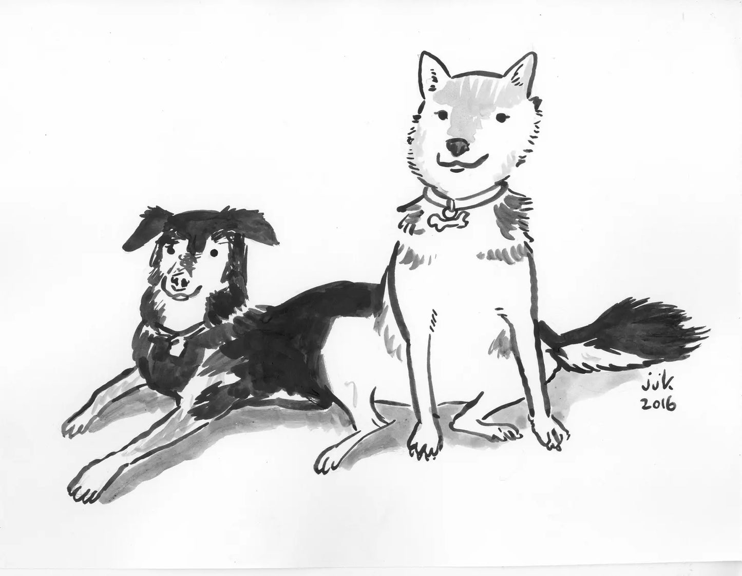 Your TWO Dogs drawn by Jarrett J. Krosoczka!