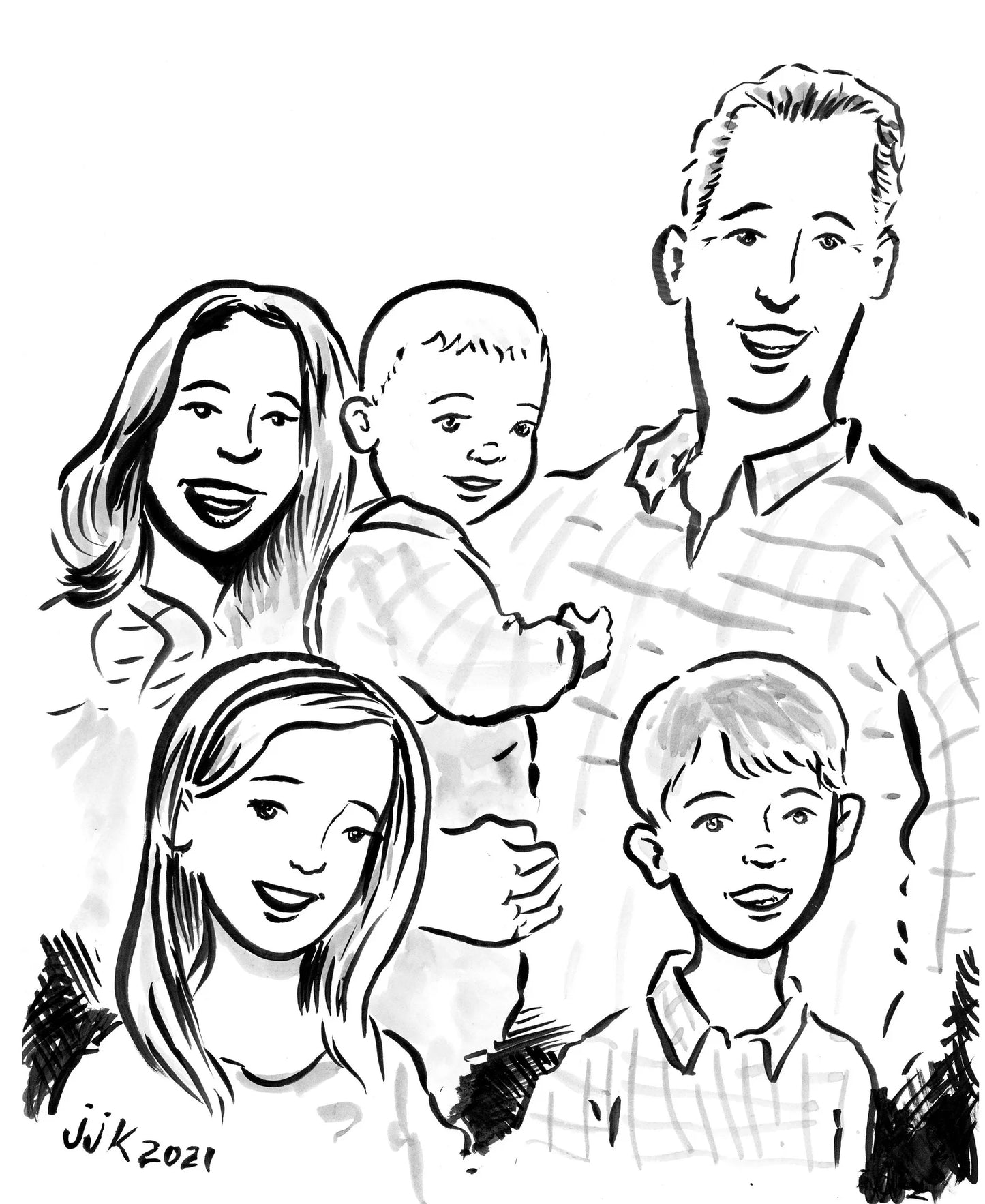 Your Family of FIVE drawn by Jarrett J. Krosoczka!