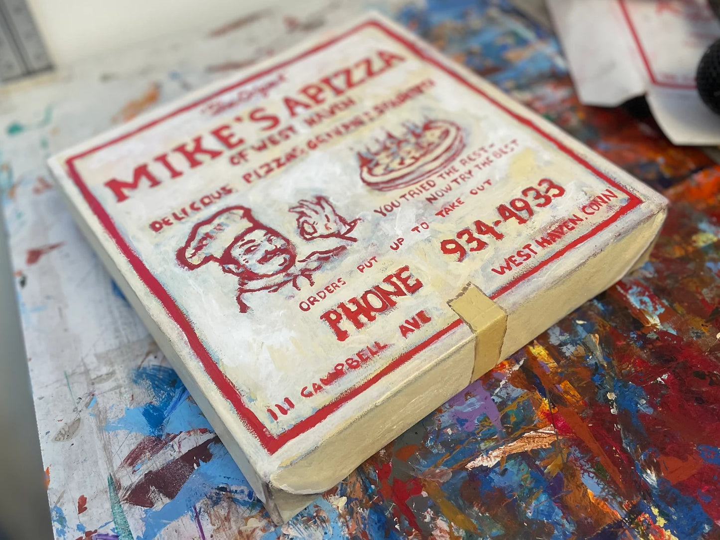 Painted Pizza Portrait—deep-dish painting from your favorite pizza shop