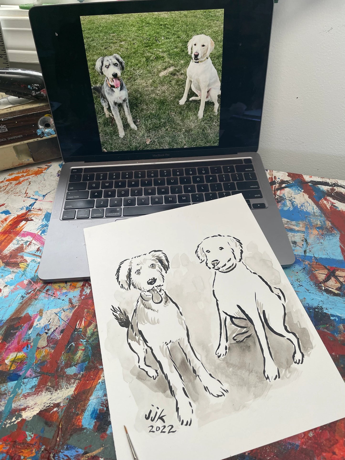 Your TWO Dogs drawn by Jarrett J. Krosoczka!