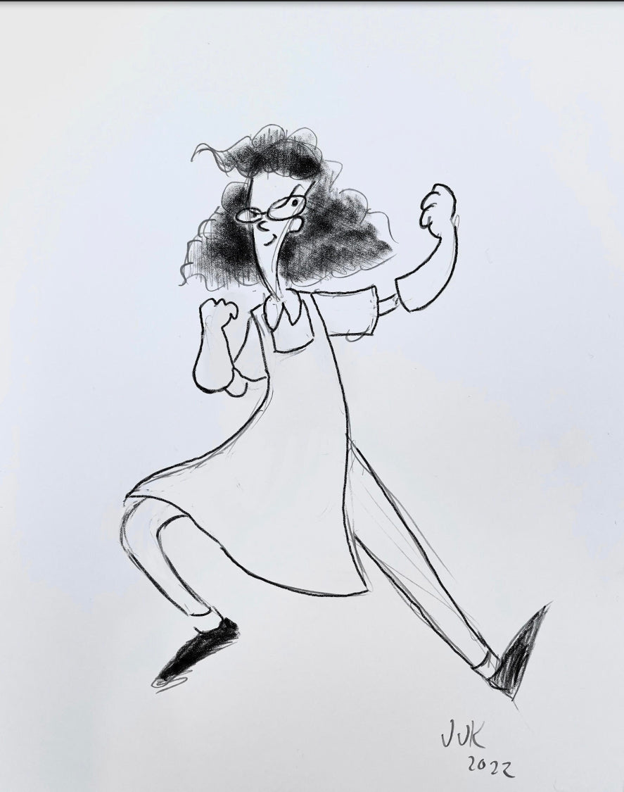 Lunch Lady character pencil sketch