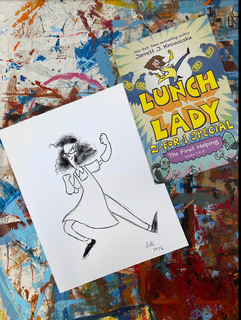 Lunch Lady character pencil sketch