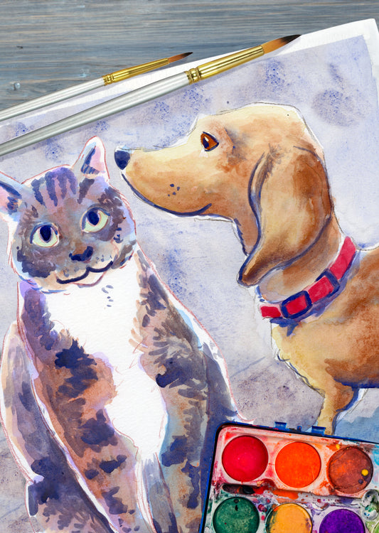 Your Two Pets Painted in Watercolors by Jarrett J. Krosoczka