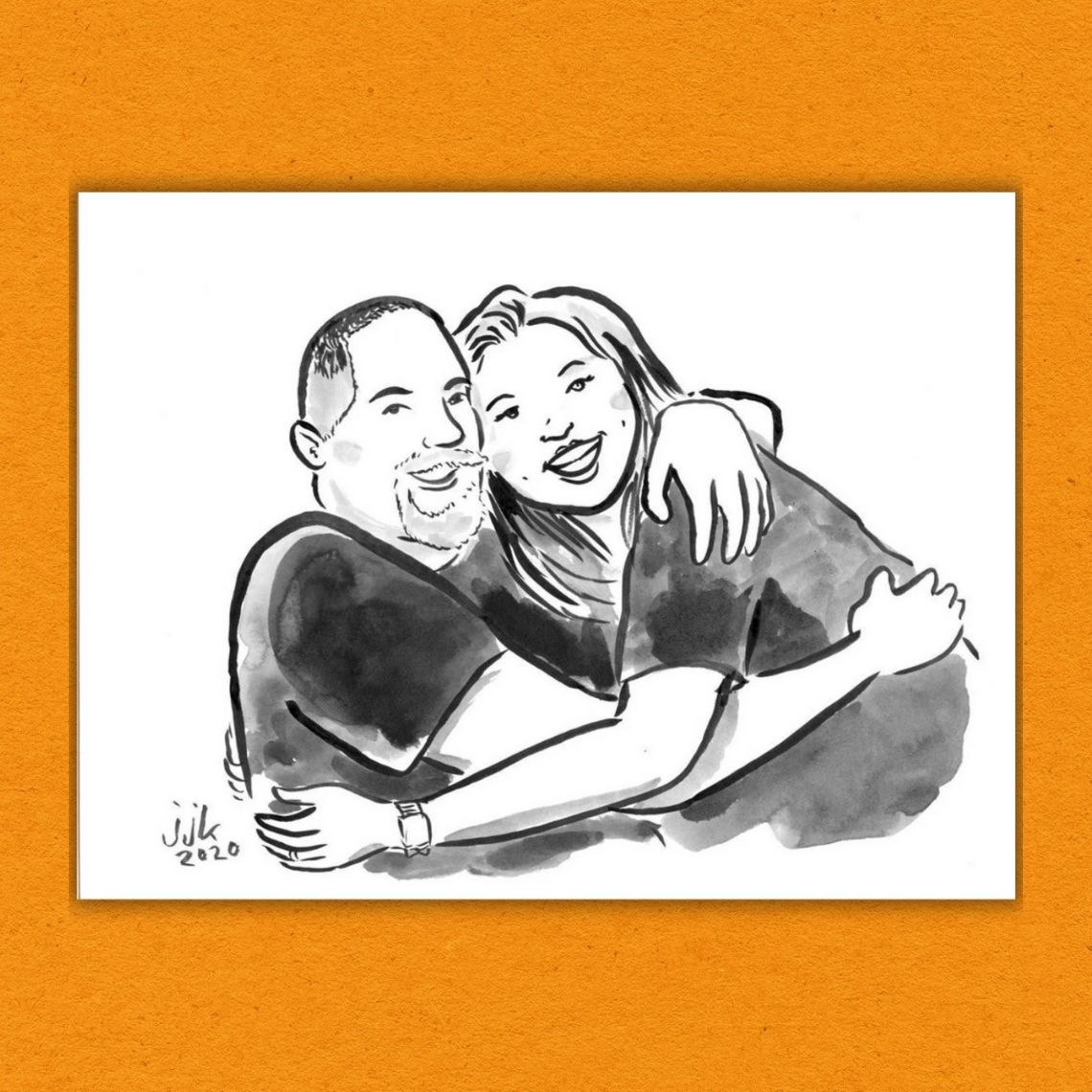 You and Your Partner—ink drawing of a couple by Jarrett J. Krosoczka