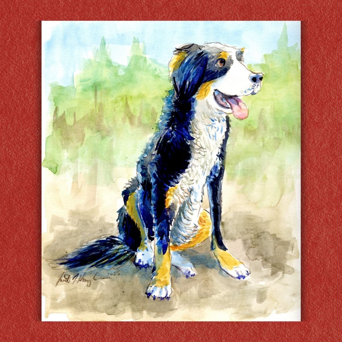 Custom Pet Portrait Hand-Painted in Watercolors by Jarrett J. Krosoczka