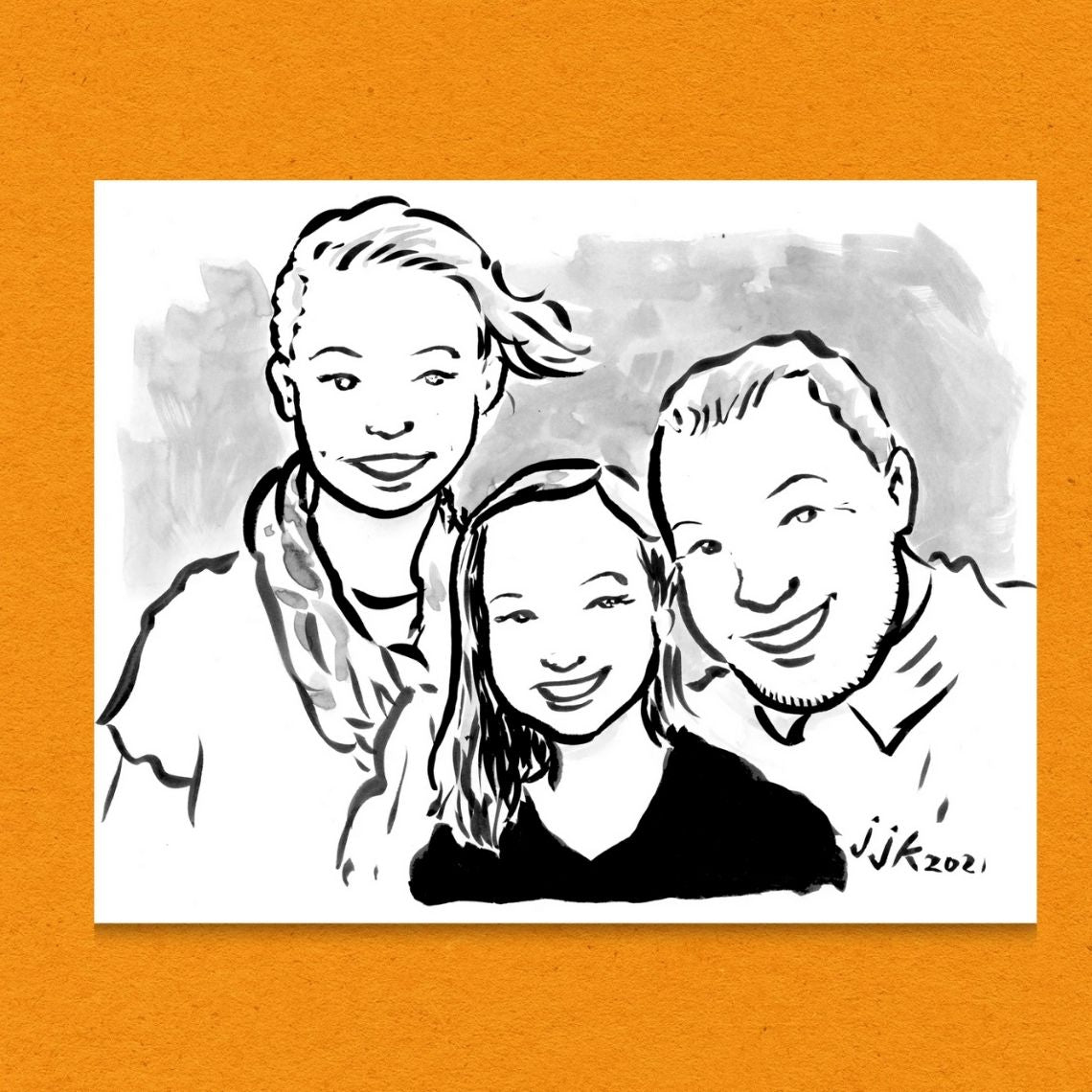 Your Family of THREE drawn by Jarrett J. Krosoczka!