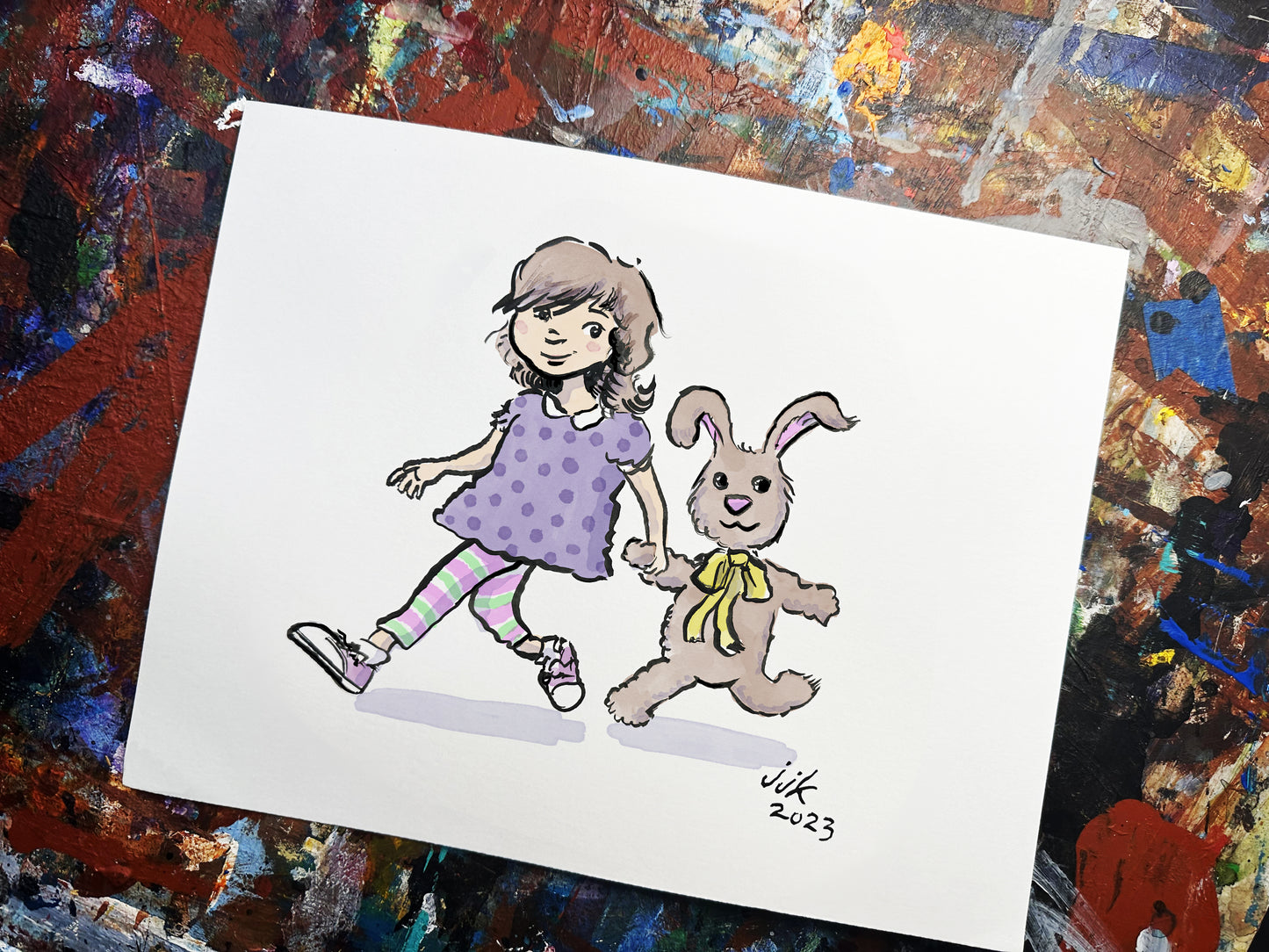 Your Kid with their Beloved Stuffie whimsically drawn by Jarrett J. Krosoczka! COLOR