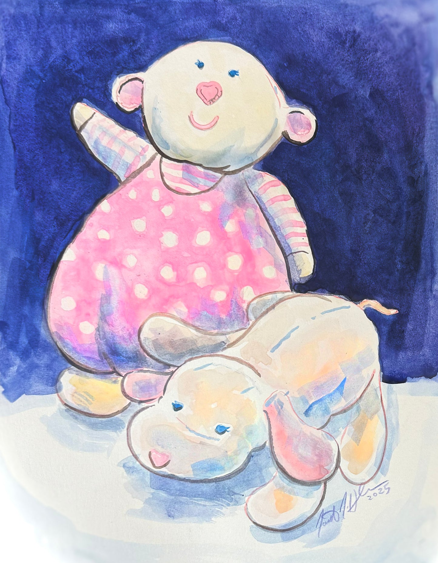Custom Stuffed Animal Portrait — Hand-Painted Watercolor Illustration by Jarrett J. Krosoczka