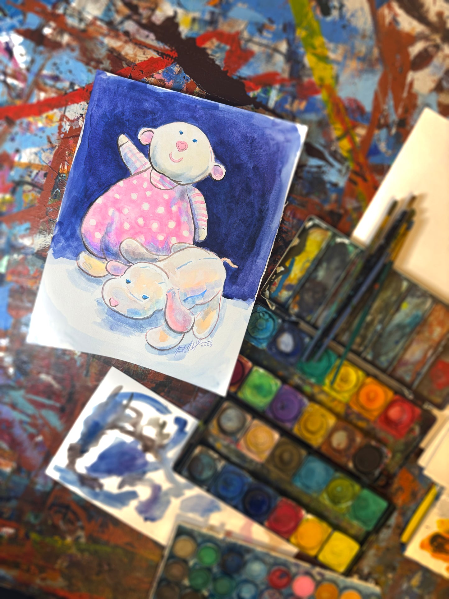 Custom Stuffed Animal Portrait — Hand-Painted Watercolor Illustration by Jarrett J. Krosoczka