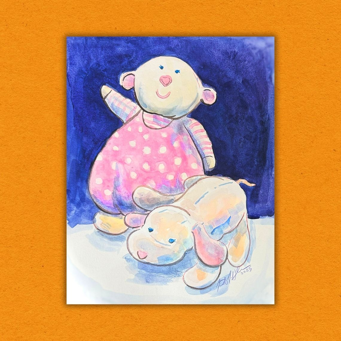 Custom Stuffed Animal Portrait — Hand-Painted Watercolor Illustration by Jarrett J. Krosoczka