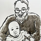 Grandparent and Grandkid Ink Drawing by Jarrett J. Krosoczka