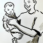 Grandparent and Grandkid Ink Drawing by Jarrett J. Krosoczka