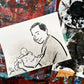 Your Kid & their Dad drawn in ink by Jarrett J. Krosoczka