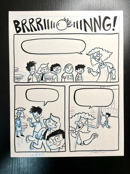 Original Art from Lunch Lady and the Schoolwide Scuffle by Jarrett J. Krosoczka, page 92