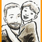 Your Kid & their Dad drawn in ink by Jarrett J. Krosoczka