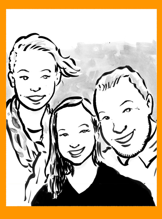 Your Family of THREE drawn by Jarrett J. Krosoczka!