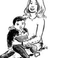 Your Kid & their Mom drawn in ink by Jarrett J. Krosoczka