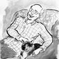 Grandparent and Grandkid Ink Drawing by Jarrett J. Krosoczka