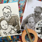 Grandparent and Grandkid Ink Drawing by Jarrett J. Krosoczka