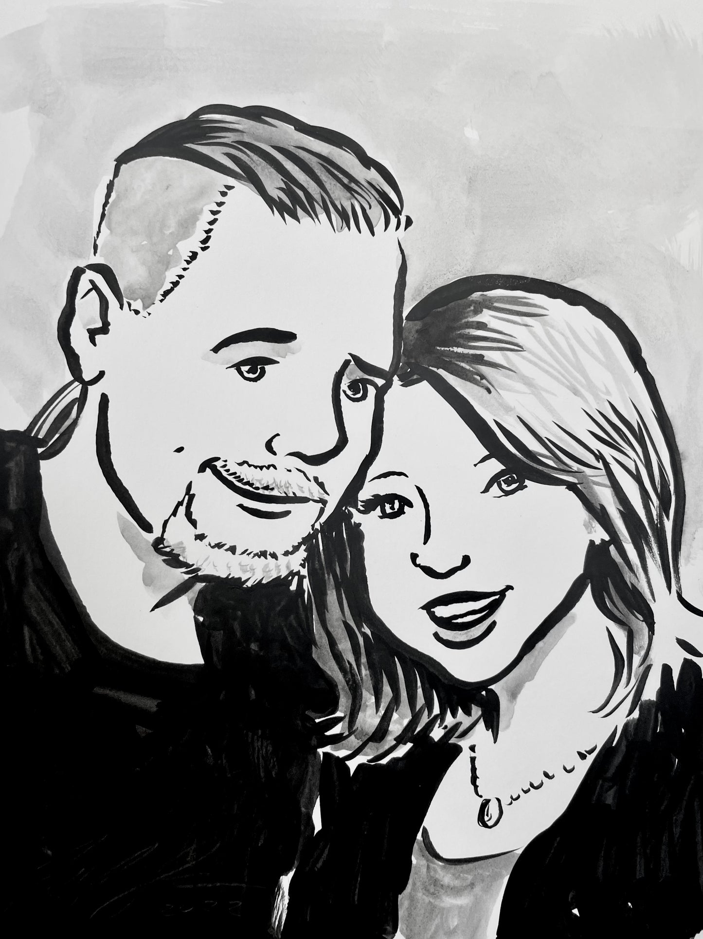 You and Your Partner—ink drawing of a couple by Jarrett J. Krosoczka