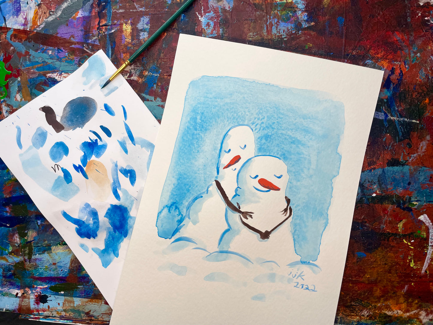 Snowcouple in Love by Jarrett J. Krosoczka