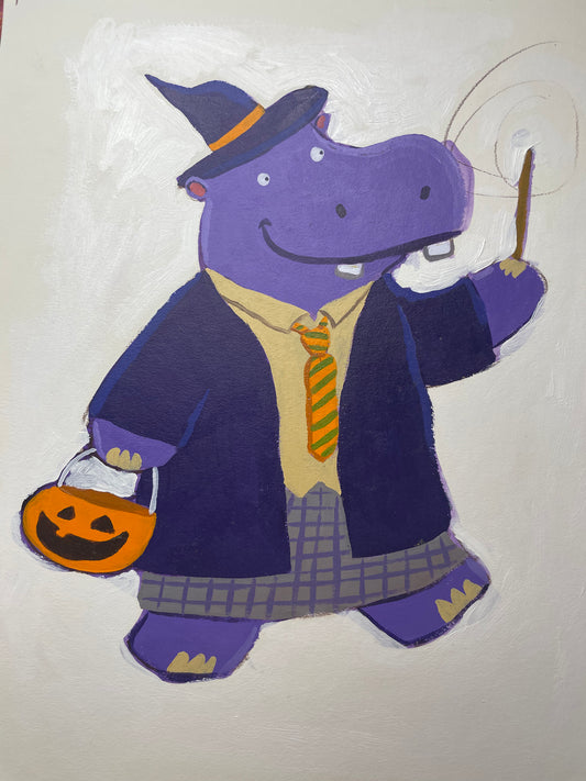 Hippo Trick-or-Treating as a Wizard