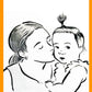 Your Kid & their Mom drawn in ink by Jarrett J. Krosoczka