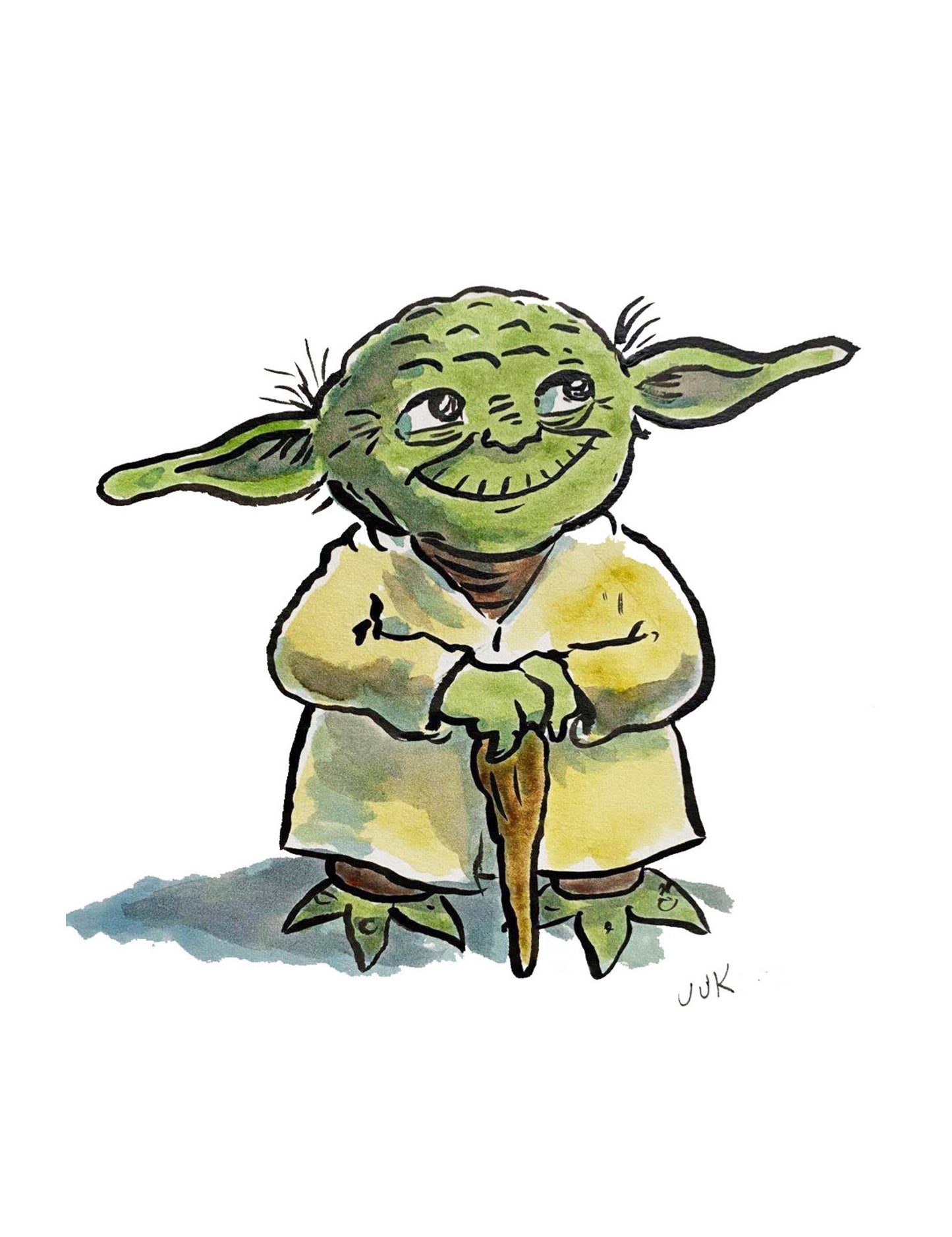 Yoda watercolor by Jedi Academy graphic novelist Jarrett J. Krosoczka