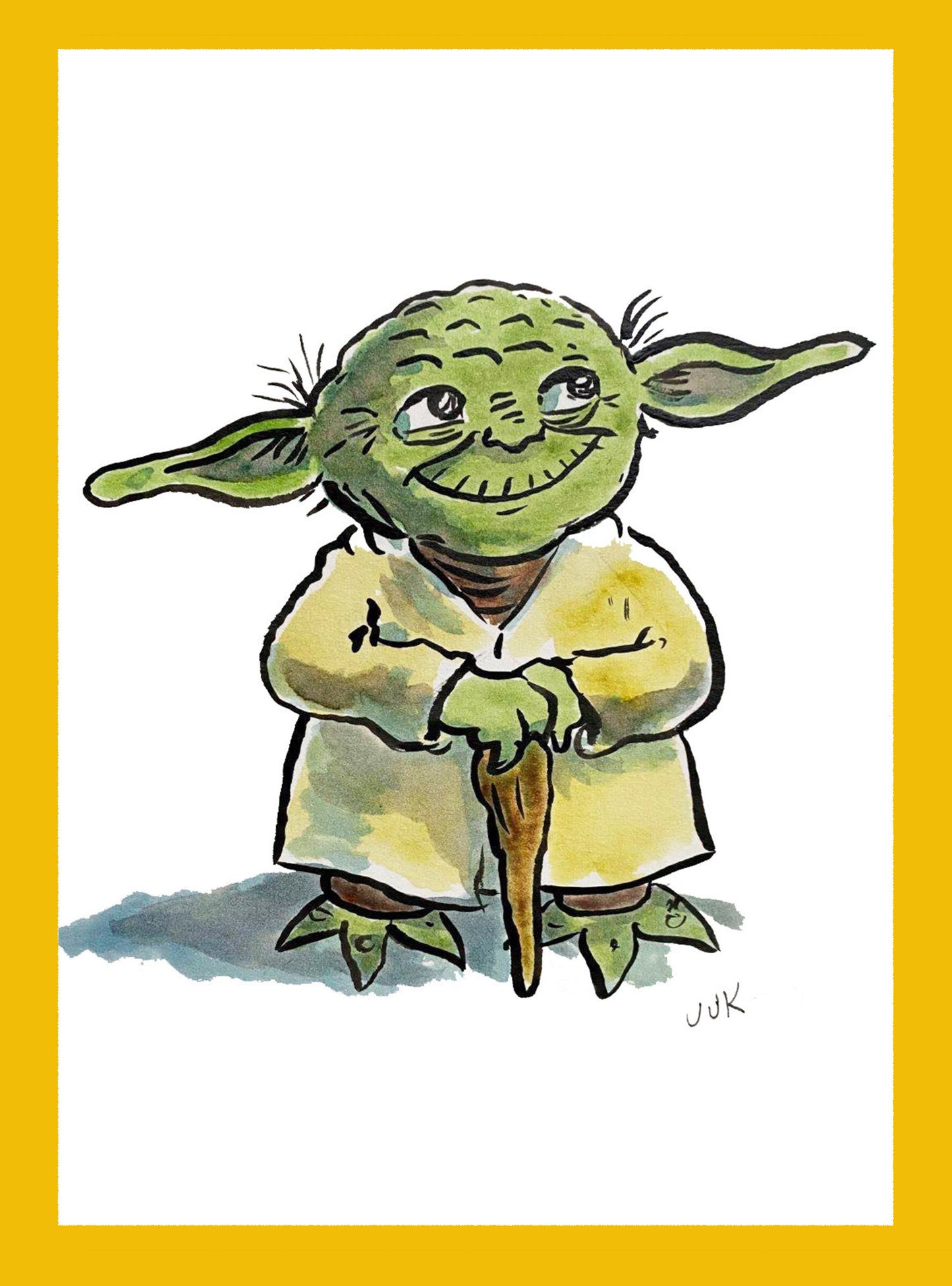 Yoda watercolor by Jedi Academy graphic novelist Jarrett J. Krosoczka